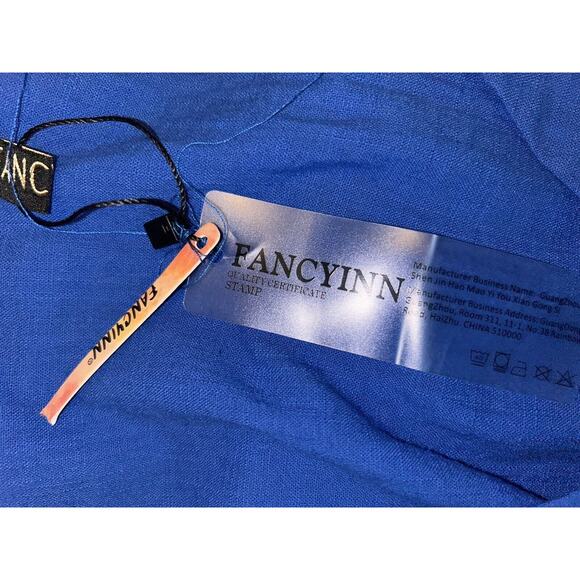 Fancyinn Dress Sz M Short Sleeve Cotton V-Neck Knee Length‎ Royal Blue - Picture 10 of 12